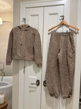 Leopard Print Hoodie & Jogger Set - Neutral Leopard